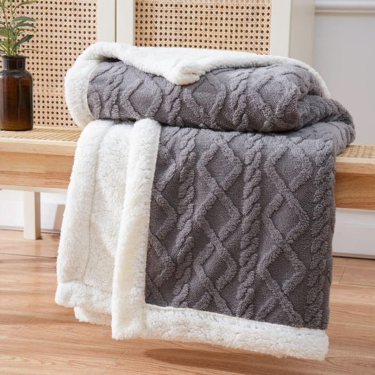 Reversible Sherpa Fleece Blanket | Ultra-Cozy Fluffy Throw