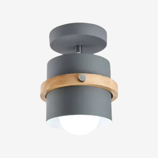 Rotating Ceiling Light | Layered Wood And Metal Style
