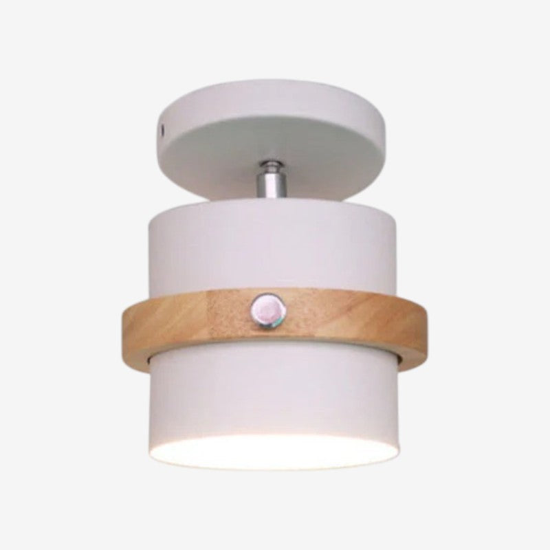 Rotating Ceiling Light | Layered Wood And Metal Style