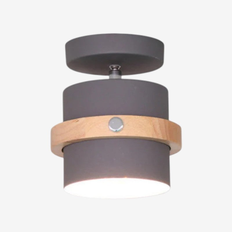 Rotating Ceiling Light | Layered Wood And Metal Style
