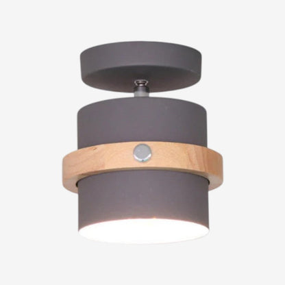 Rotating Ceiling Light | Layered Wood And Metal Style