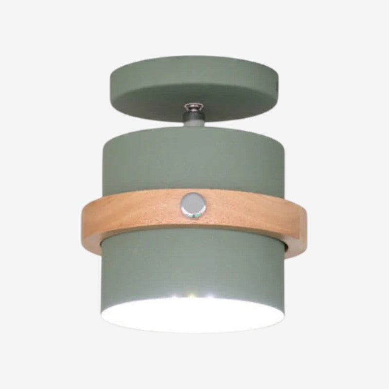 Rotating Ceiling Light | Layered Wood And Metal Style