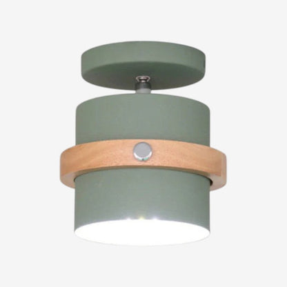 Rotating Ceiling Light | Layered Wood And Metal Style