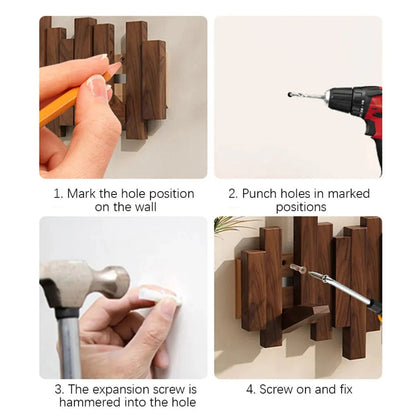 Piano Wood Wall Coat Rack | Elegant Nordic Hanging Storage