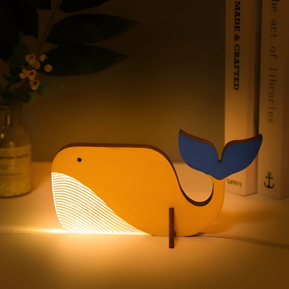 Wooden Animal Table Lamp | Soft LED Night Light for Kids
