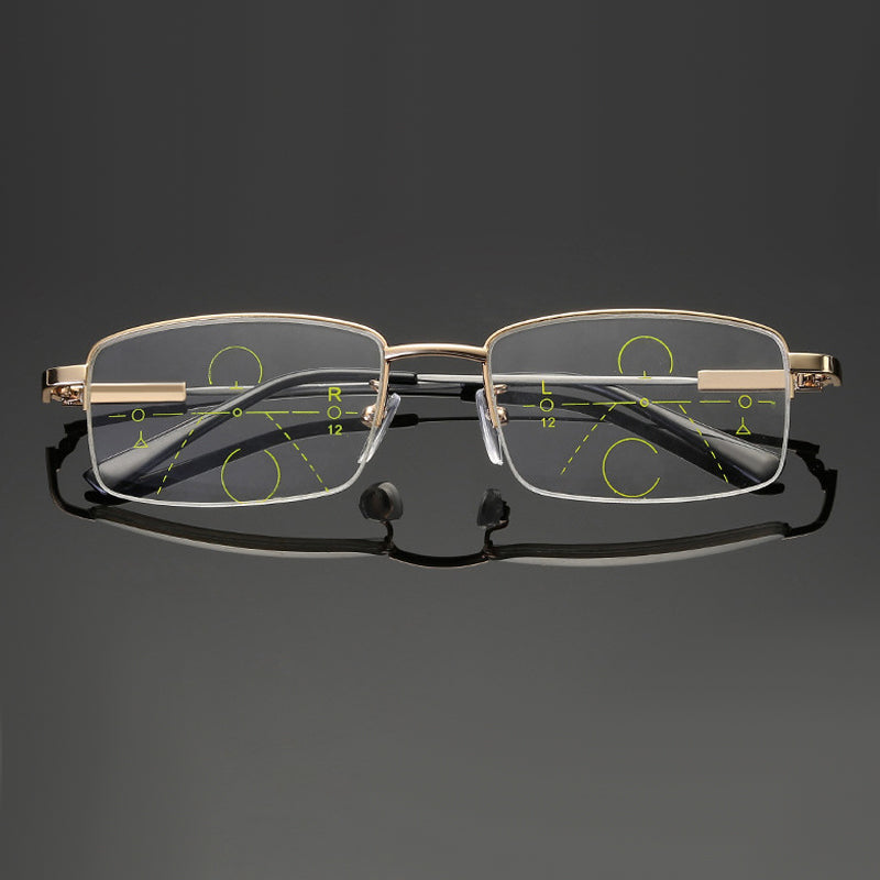 Progressive Reading Glasses Titanium Photochromic Blue Light