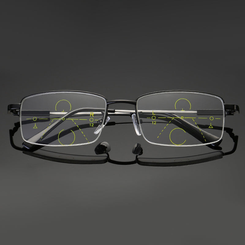 Progressive Reading Glasses Titanium Photochromic Blue Light