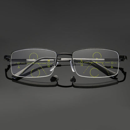 Progressive Reading Glasses Titanium Photochromic Blue Light
