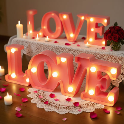 Letter Glowing Lamp Valentines Day Love