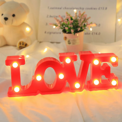 Letter Glowing Lamp Valentines Day Love