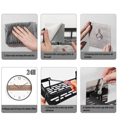 Aluminium Shower Corner Shelf | Adhesive Wall Storage