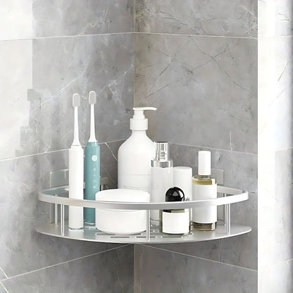 Aluminium Shower Corner Shelf | Adhesive Wall Storage