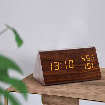 Digital LED Alarm Clock | Modern Wooden Design