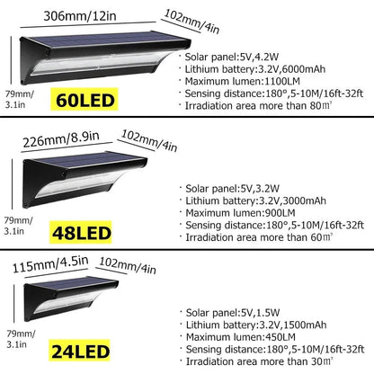 Outdoor Solar LED Wall Lights with Motion Sensor