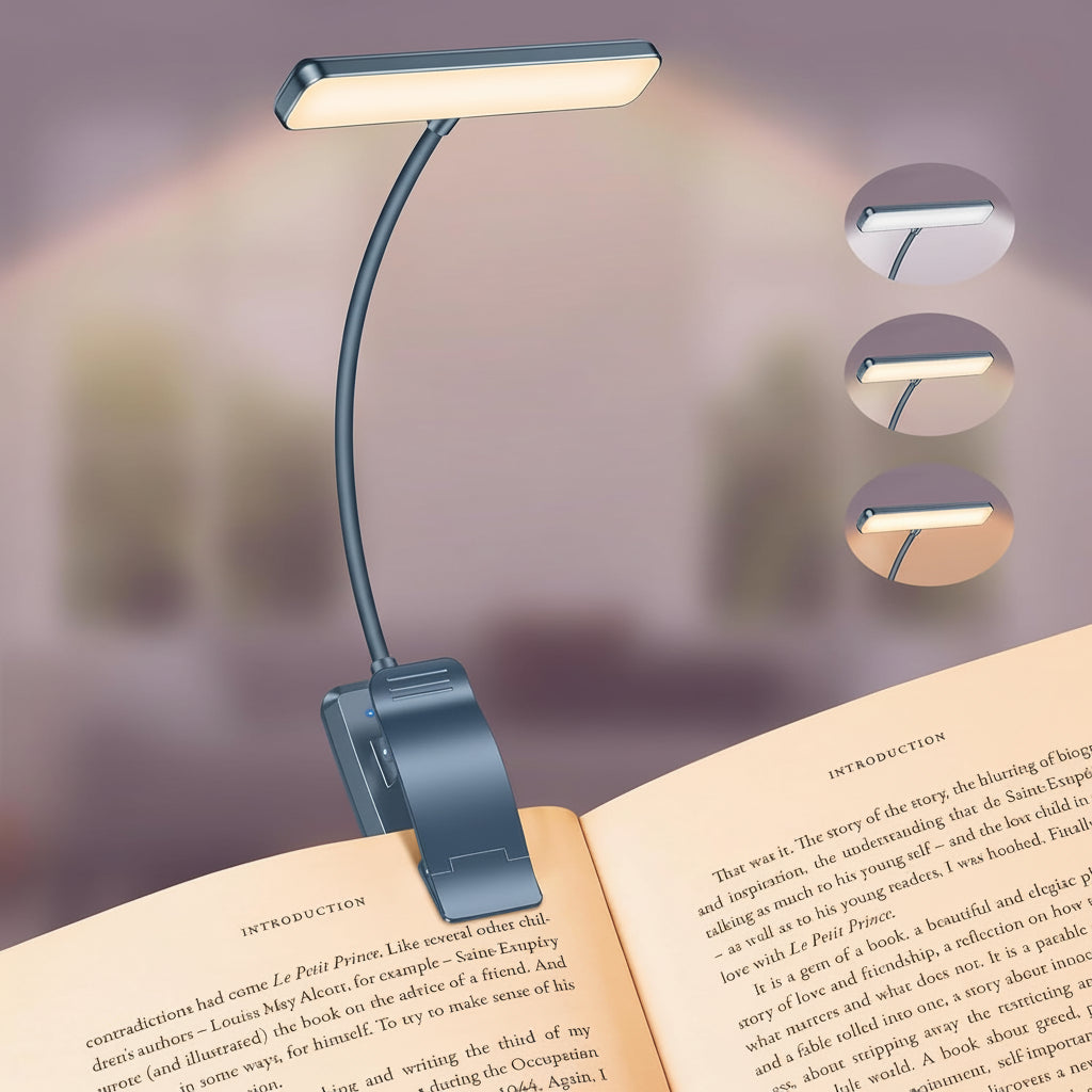 19 LED Clip On Book Light Adjustable Brightness Memory