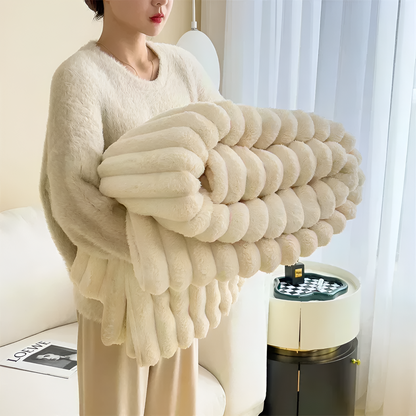 Faux Rabbit Fur Throw Blanket | Double-Sided Plush Comfort