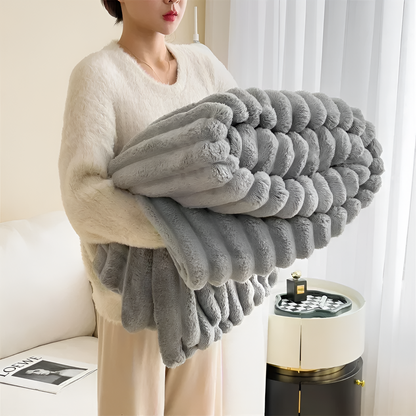 Faux Rabbit Fur Throw Blanket | Double-Sided Plush Comfort