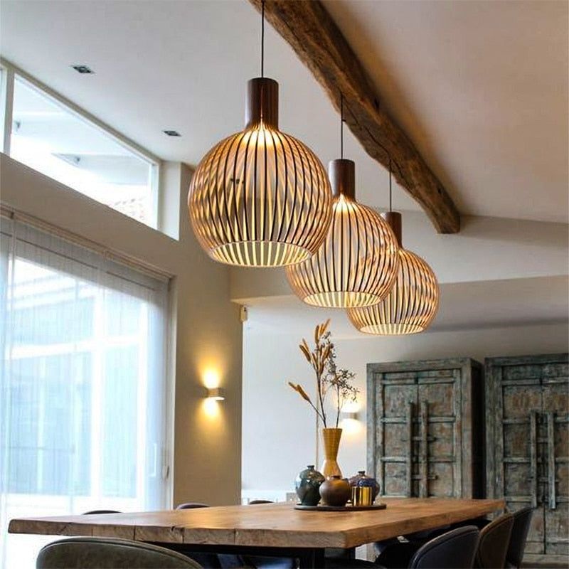 Wooden Pendant Light | Handcrafted Hanging Lamp