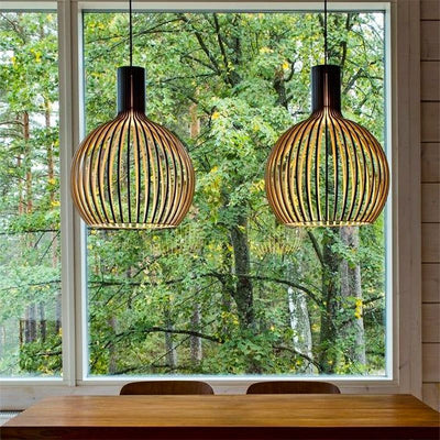 Wooden Pendant Light | Handcrafted Hanging Lamp