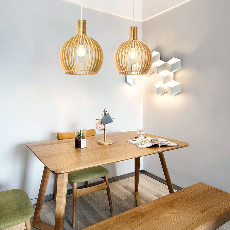 Wooden Pendant Light | Handcrafted Hanging Lamp