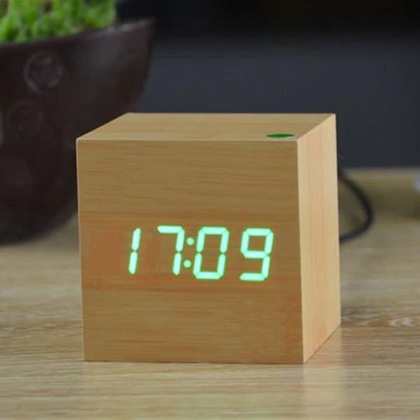 Cube | Digital Table Clock in Minimalist Wood Design