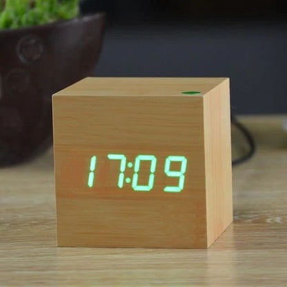 Cube | Digital Table Clock in Minimalist Wood Design