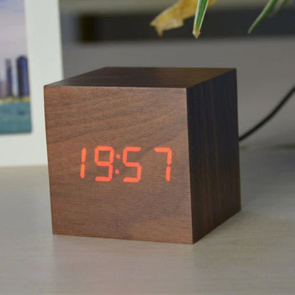 Cube | Digital Table Clock in Minimalist Wood Design