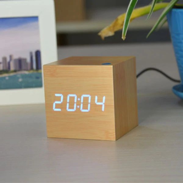 Cube | Digital Table Clock in Minimalist Wood Design
