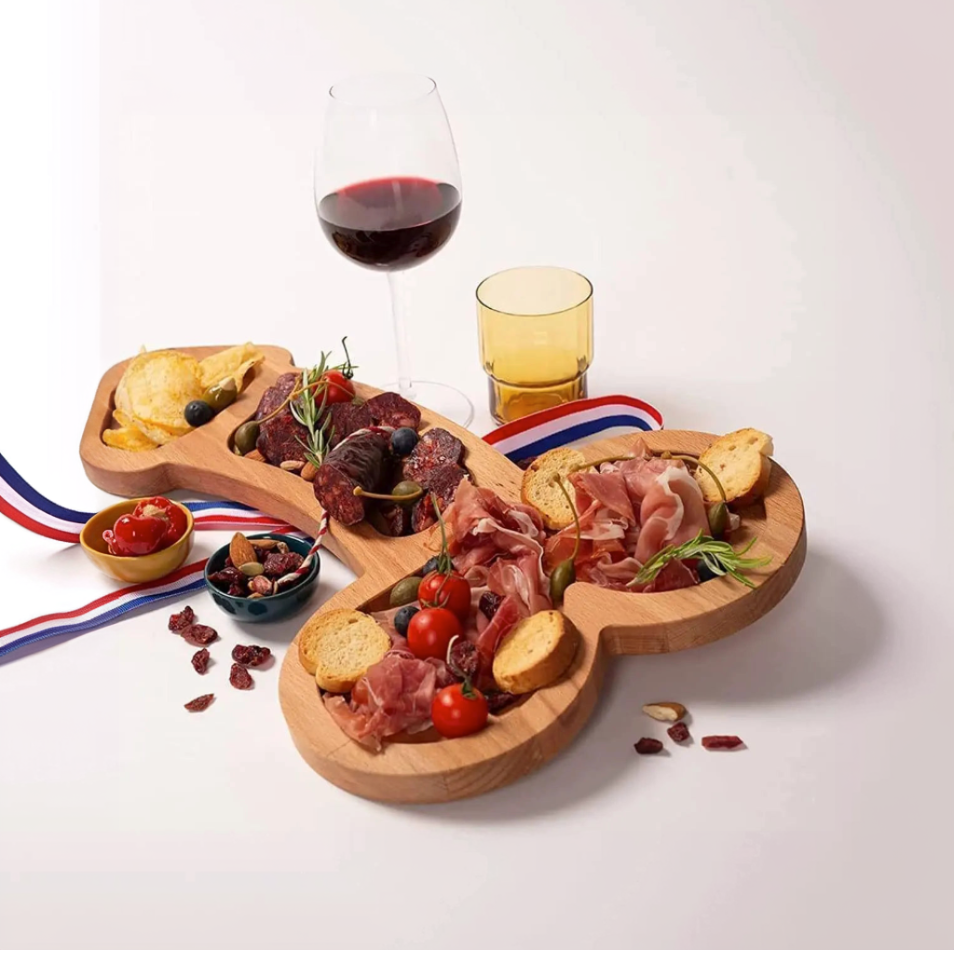 Cheese Board Wooden Serving Platter with Compartments