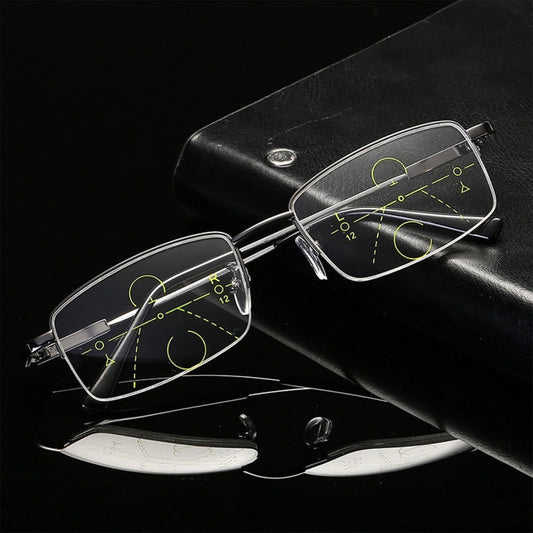 Titanium Dual Use Far Near Reading Progressive Glasses