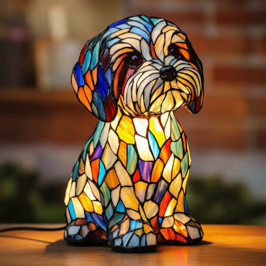 Rainbow Glass Pup Lamp Colorful Style Table Light