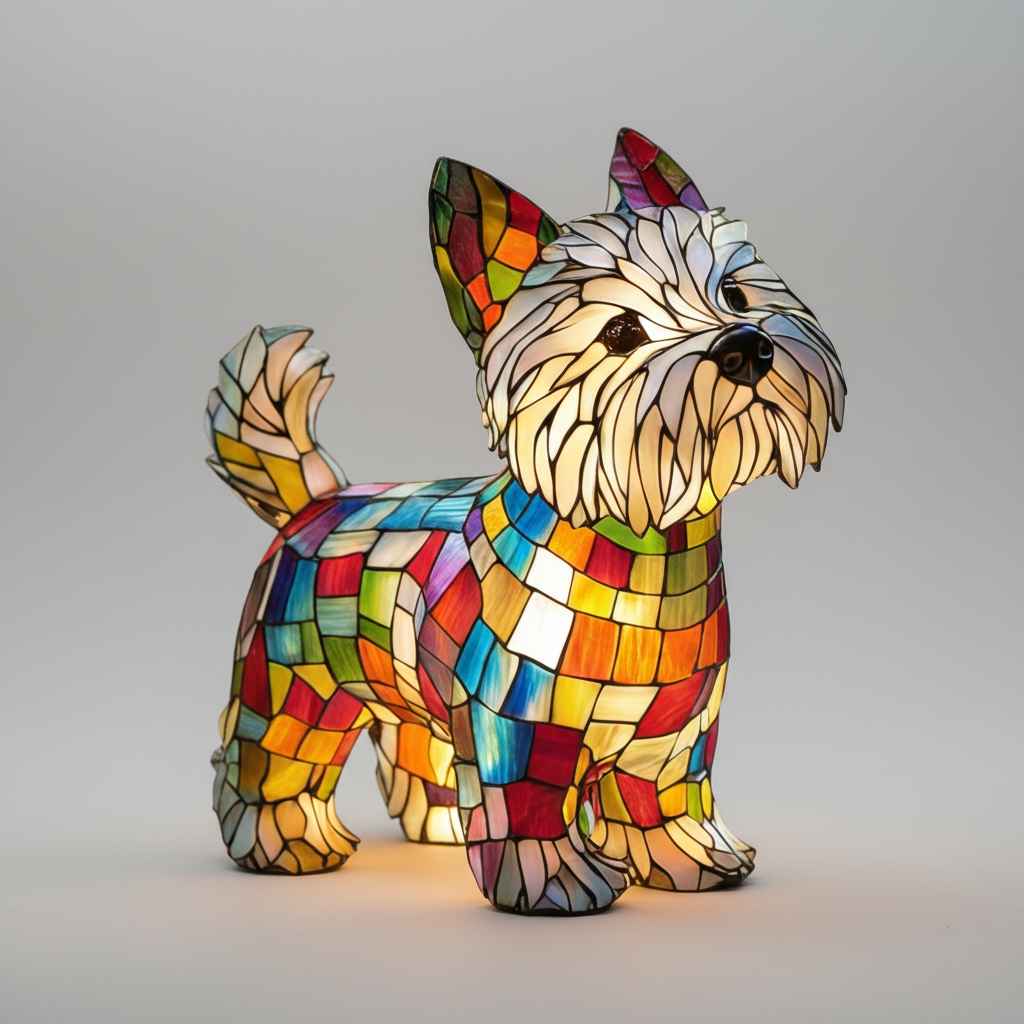 Rainbow Glass Pup Lamp Colorful Style Table Light