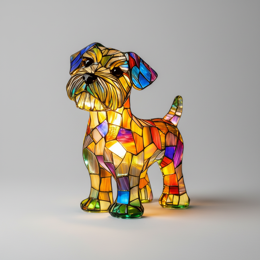 Rainbow Glass Pup Lamp Colorful Style Table Light