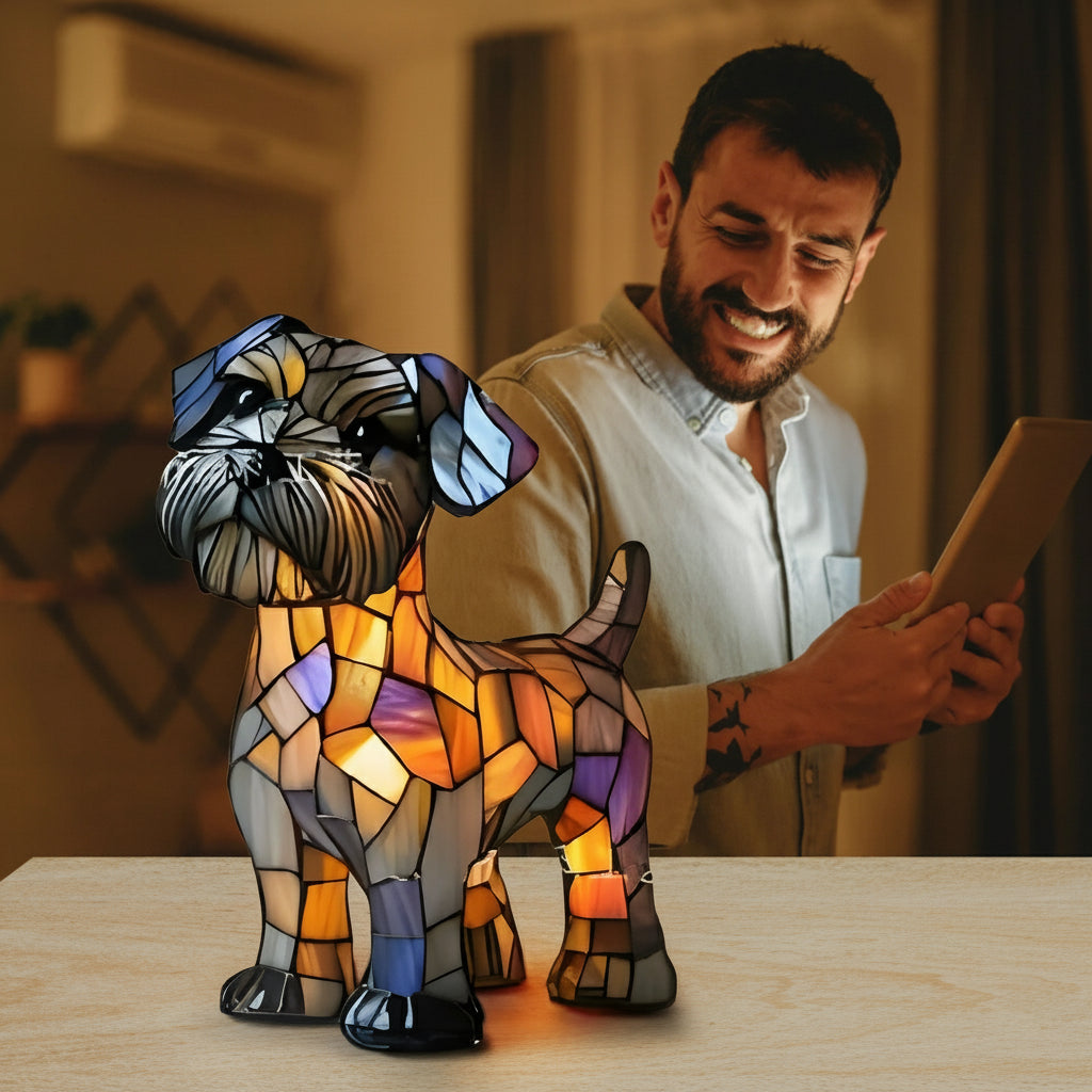 Rainbow Glass Pup Lamp Colorful Style Table Light