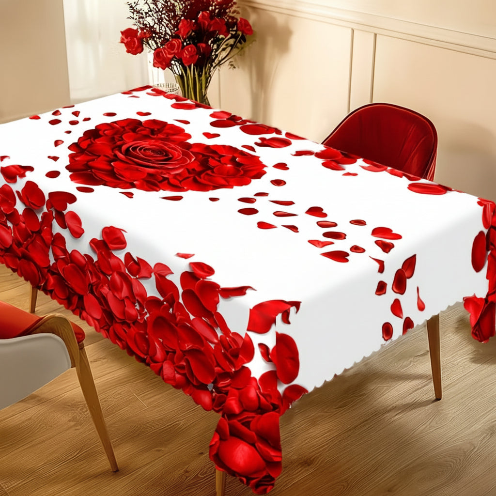Rose Petal Heart Cloth Rectangular Table Valentines