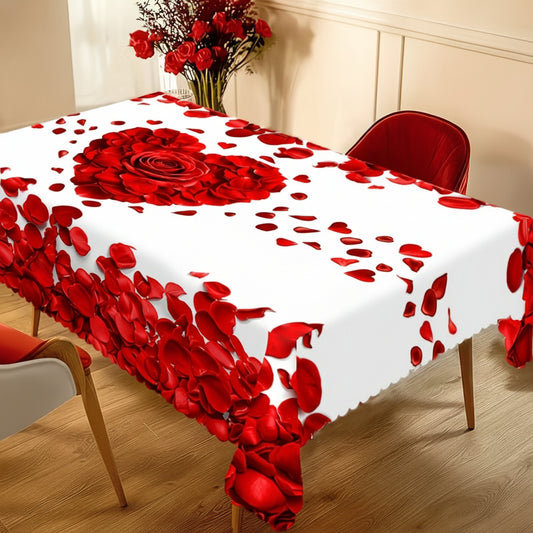 Rose Petal Heart Cloth Rectangular Table Valentines