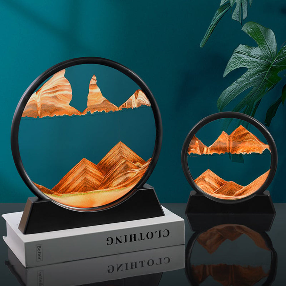 3D Moving Sand Art | Calming Glass Decoration for Home or Office