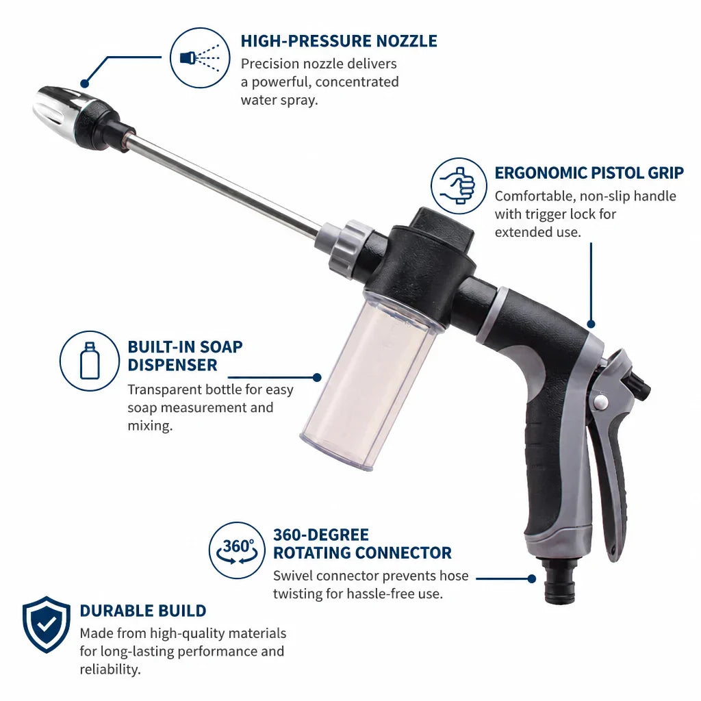 Garden Hose Nozzle High Pressure Sprayer for Car Wash and Patio