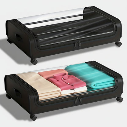 Bed Storage Organizer Metal Rolling Bins Wheels Lid