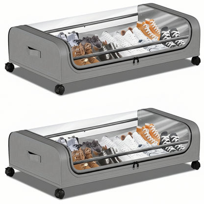 Bed Storage Organizer Metal Rolling Bins Wheels Lid