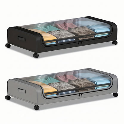 Bed Storage Organizer Metal Rolling Bins Wheels Lid