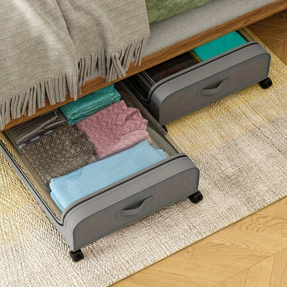 Bed Storage Organizer Metal Rolling Bins Wheels Lid