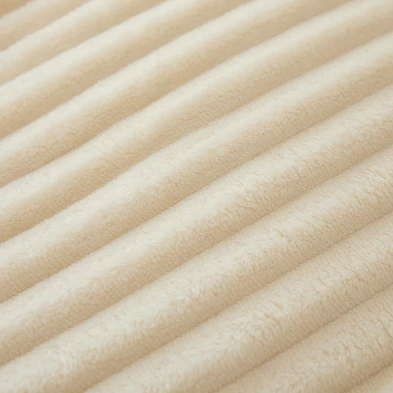 Wide Striped Fleece Blanket | Soft Ribbed Cosy Throw