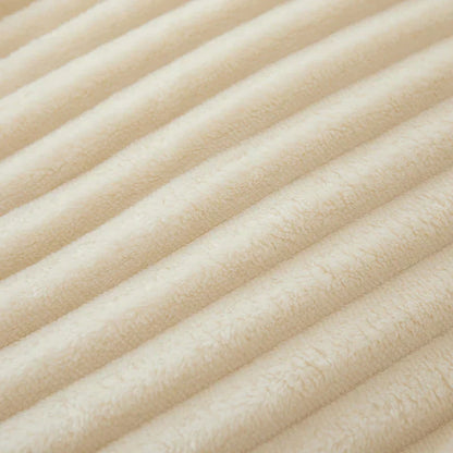 Wide Striped Fleece Blanket | Soft Ribbed Cosy Throw
