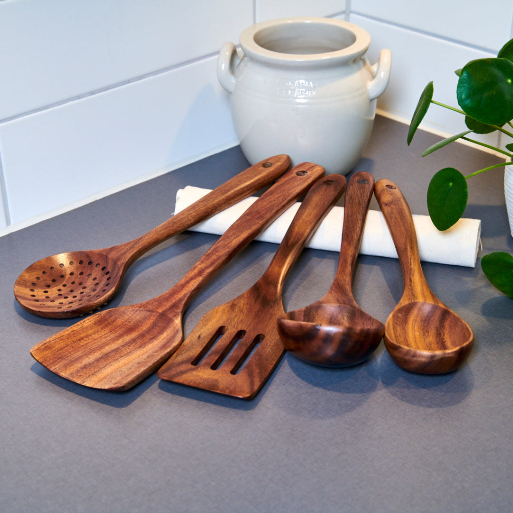 Kitchen Utensils Set Wooden Cooking Spoons Spatulas