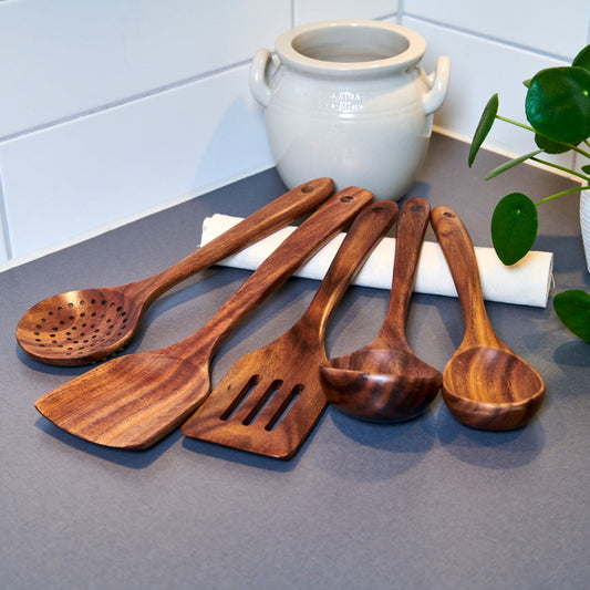 Kitchen Utensils Set Wooden Cooking Spoons Spatulas