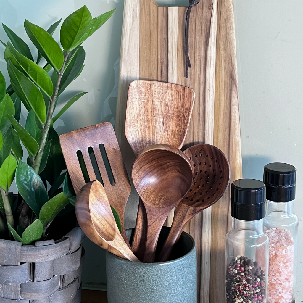 Kitchen Utensils Set Wooden Cooking Spoons Spatulas